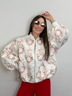 Gėlėtas bomber stiliaus švarkelis